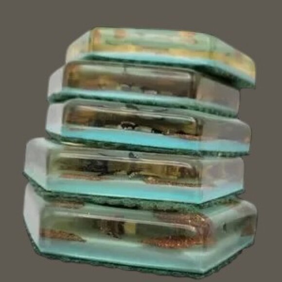 Vintage MCM Lucite 5 Coaster Set Seagull Ocean Beach Bar Drink Ware Granny Core - Picture 7 of 11